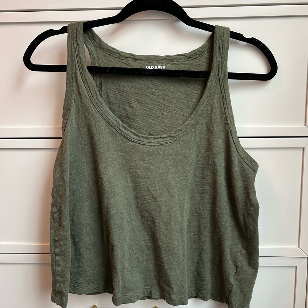 Old Navy Olive Green Crop Tank Top